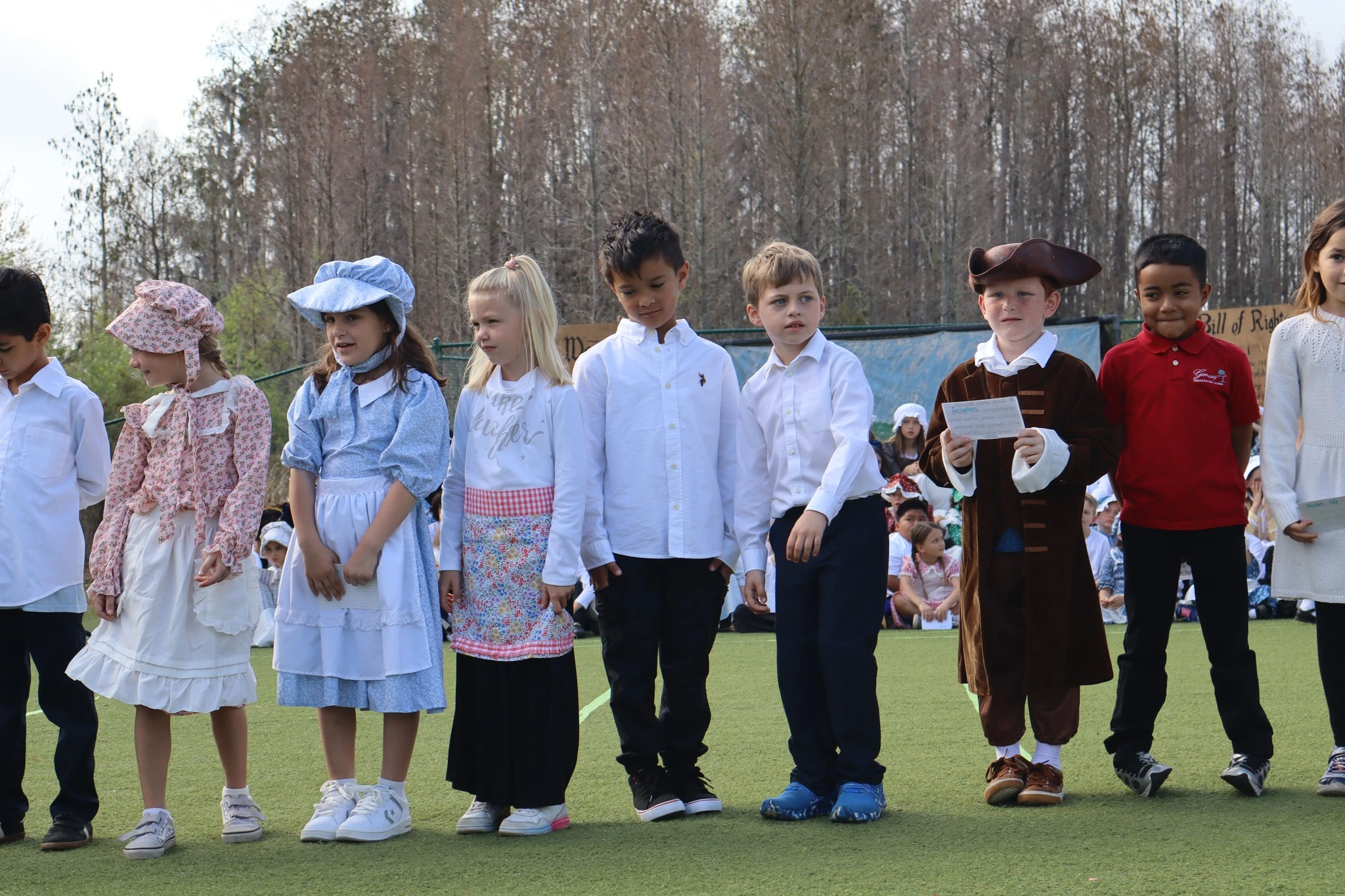 Genesis Elementary students dressed for Colonial Day