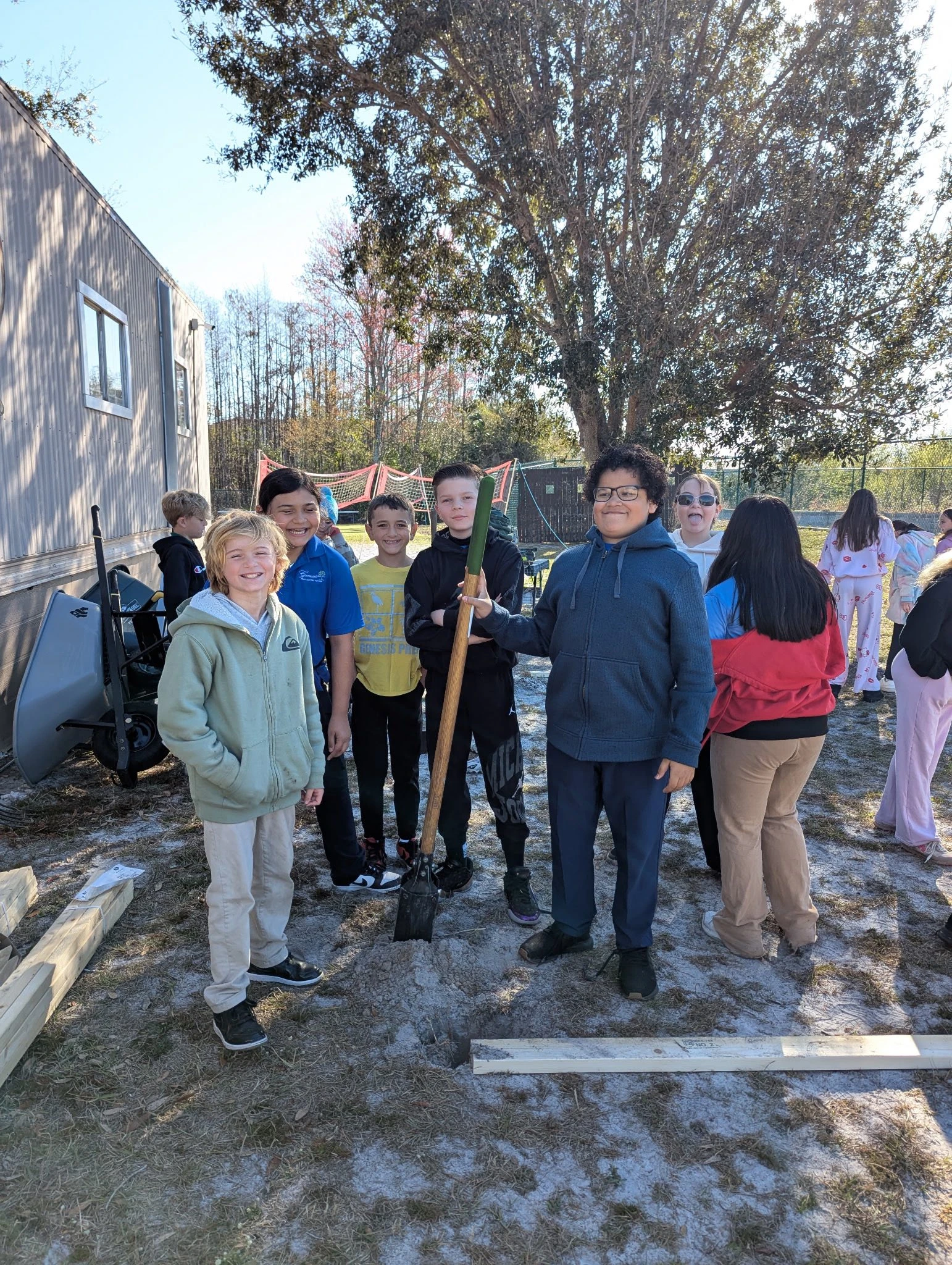 Genesis Middle School students at a campus service day
